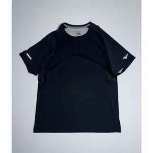 Mizuno Shirt Mens Large Black Stretch Performance Athletic Crew Neck Lightweight